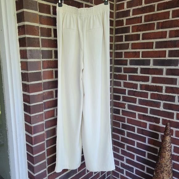 Cream Palazzo Pants High Waisted Rise Wide Leg Belted Pleated A New Day XS - Picture 4 of 6